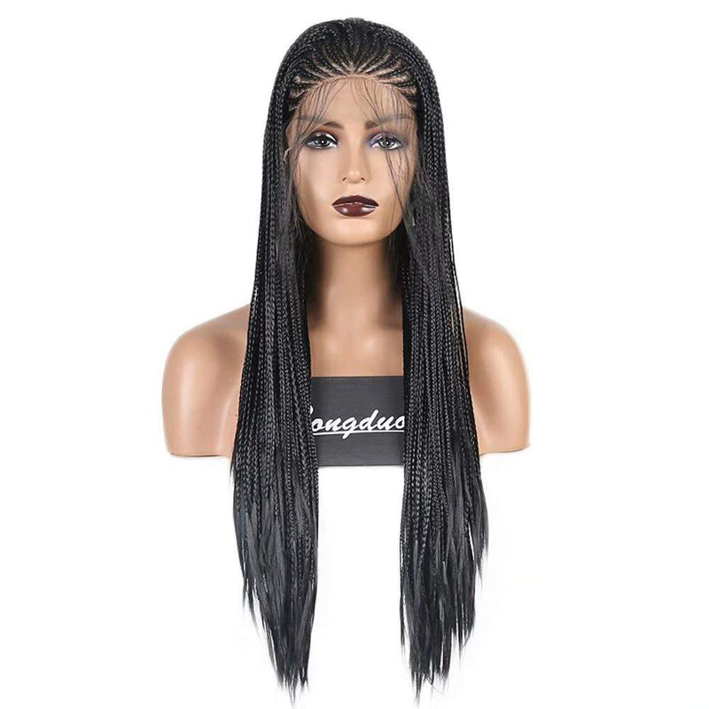 18&quot; Hand Braided Wig Natural Black Braiding Wigs