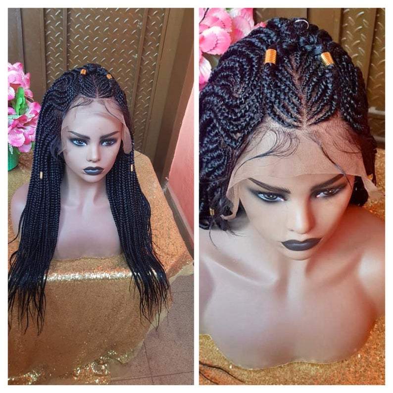 Hot Sales 100% Hand-Braided Cornrow Braided Wig Frontal Braided wig 22&quot;