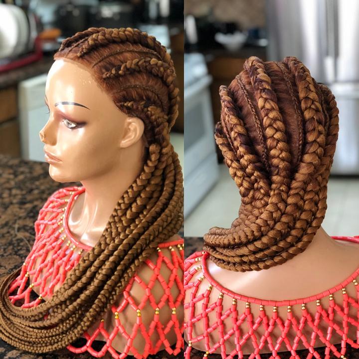 Hot Sales 100% Hand-Braided Cornrow Wig Made on a full lace wig colors 30&amp;37 length 24inches