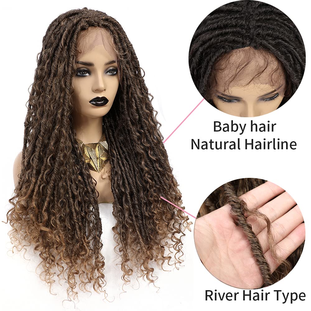 Lace Front Faux Locs Braided Wigs