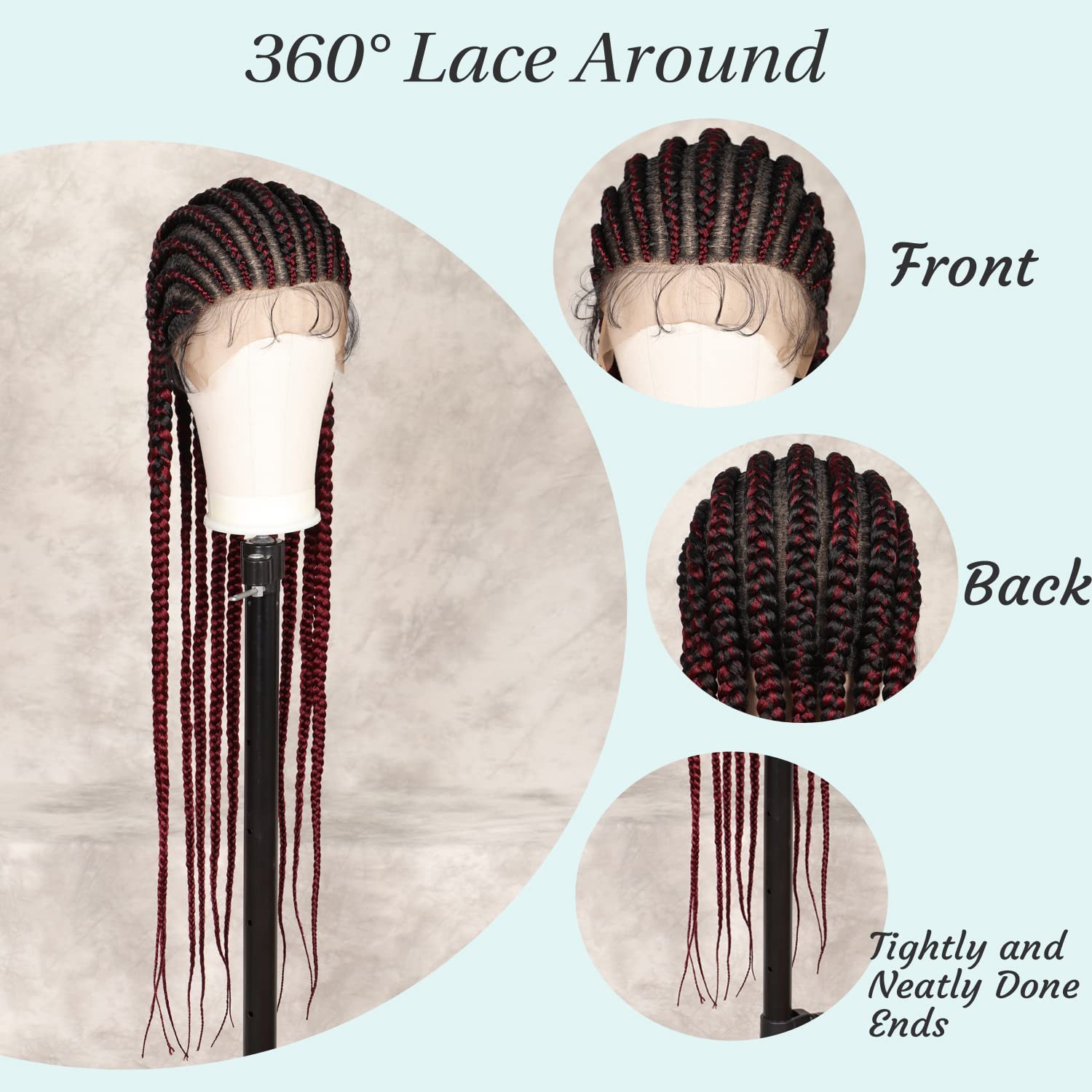 100% Hand Braid Cornrow Braids Lace Frontal Wig -IshoWigs