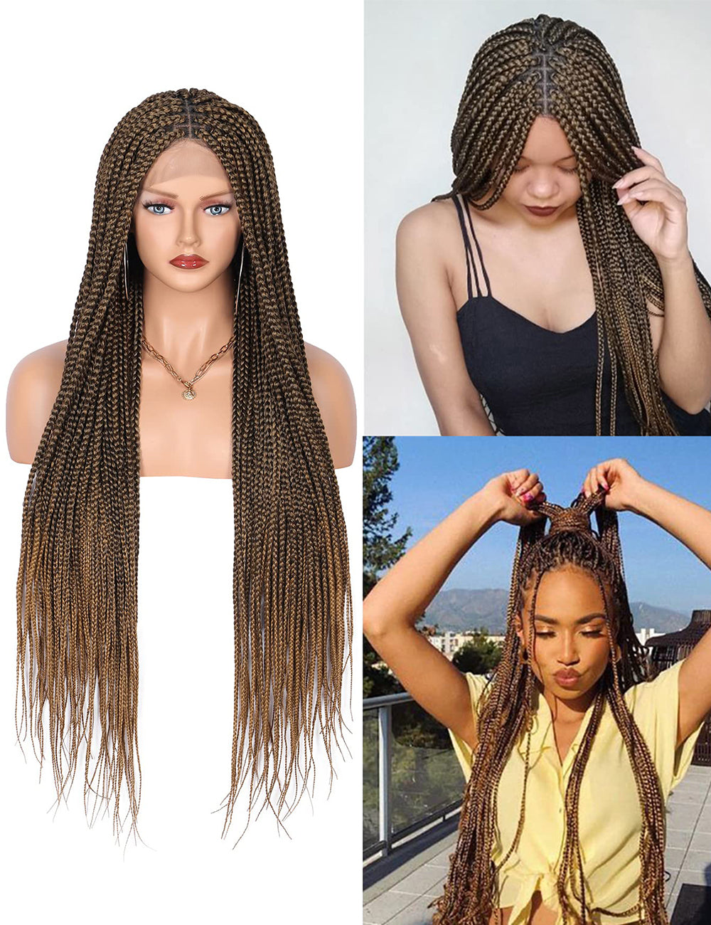 Knotless Cornrow Lace Front Box Braided Wigs