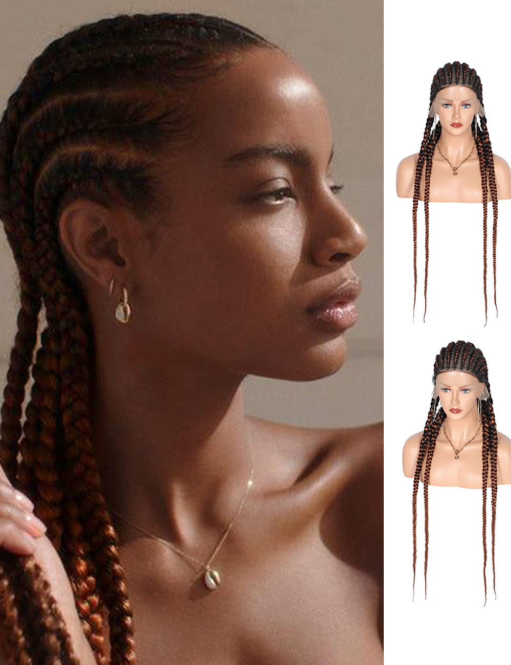36 INCH Full Lace Front Cornrow Braided Wigs