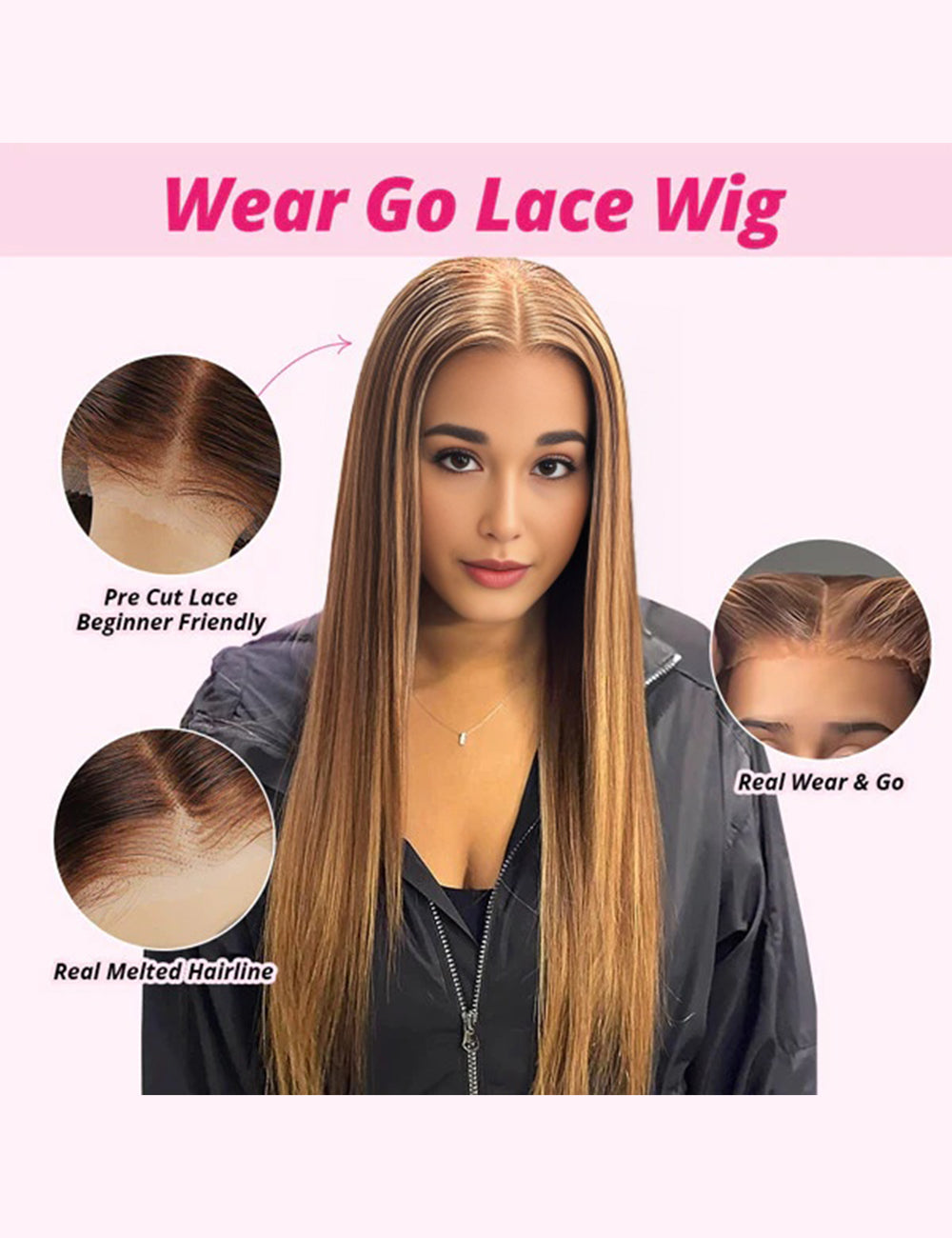 Invisible Knots Straight Hair P4/27 Highlighted Wigs Glueless Pre Cut Wigs 13*4 Lace Frontal Wig