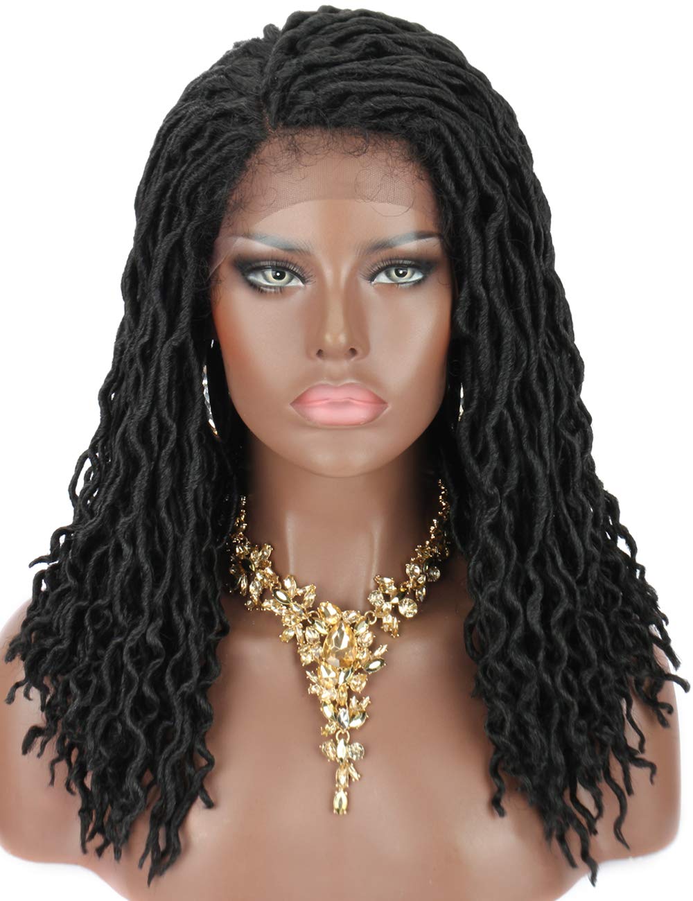 Kalyss Black Synthetic Dread Braids Lace Front Wigs
