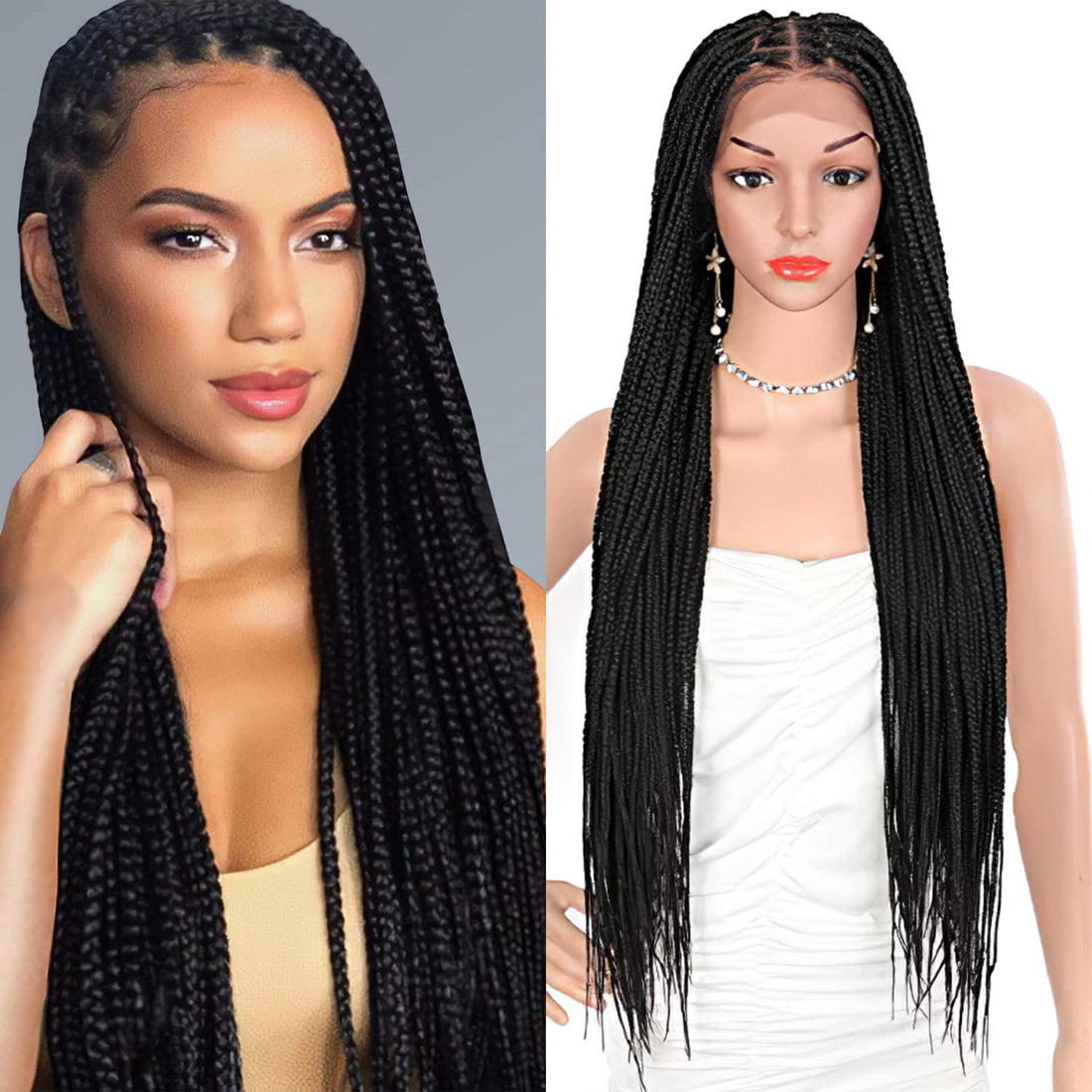 100% Hand-Braided Box Lace Front Braided Wigs -IshoWigs