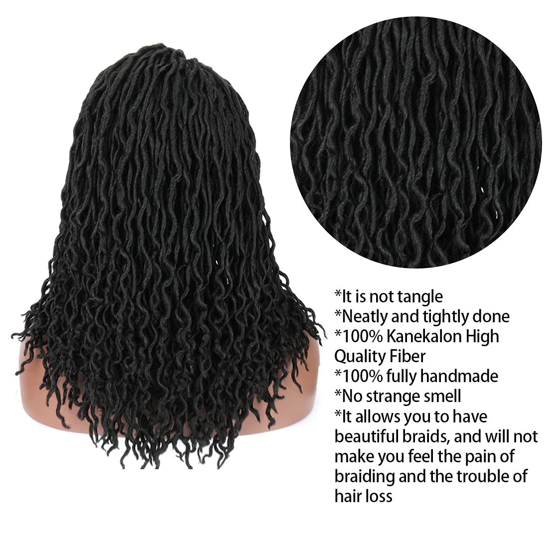 Kalyss Black Synthetic Dread Braids Lace Front Wigs