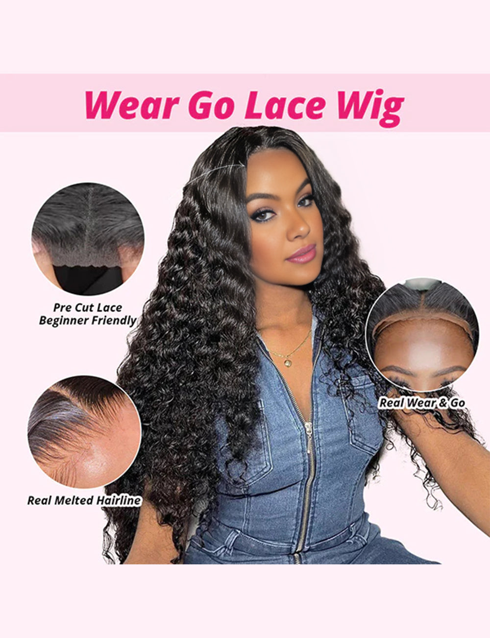 Invisible Knot Wear and Go Deep Wave Wig 13x6 Lace Frontal Wigs Pre Cut Wigs