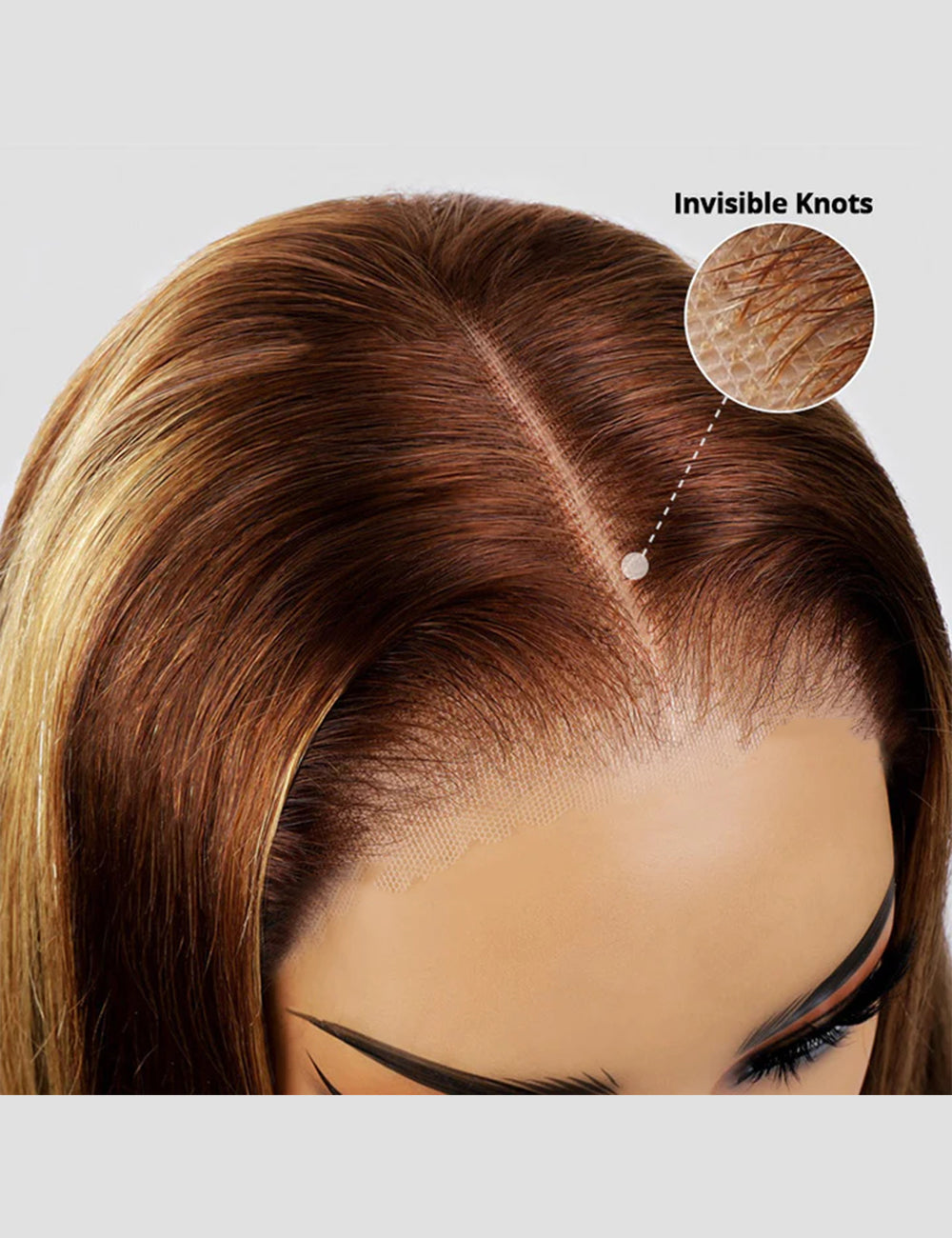 Invisible Knots Highlighted Honey Blonde Wigs Glueless Kinky Straight 5x5 Lace Closure Wig Pre Cut Wigs