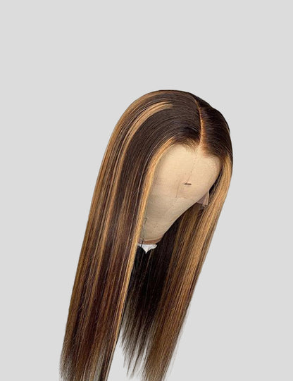 Balayage Highlight Wig Glueless Straight Human Hair Wigs 13x4 Lace Frontal Wig