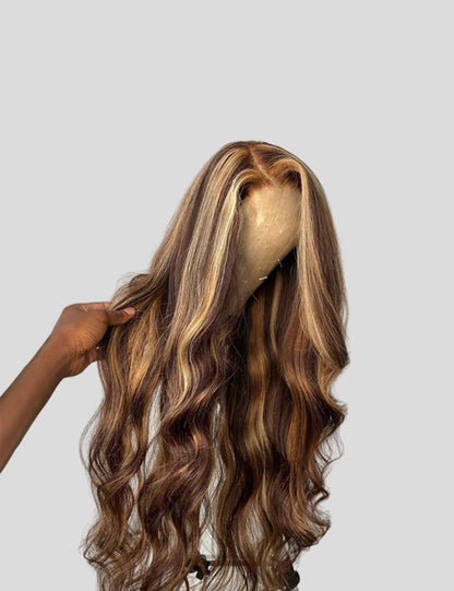 Balayage Highlight Wig 13x4 Lace Front Wig Body Wave Lace Frontal Human Hair Wigs P4/27