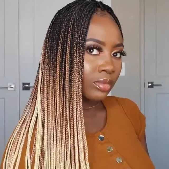 Locs Braid Wigs Straight Ombre Gradient Gold Colored Crochet Braids Wig